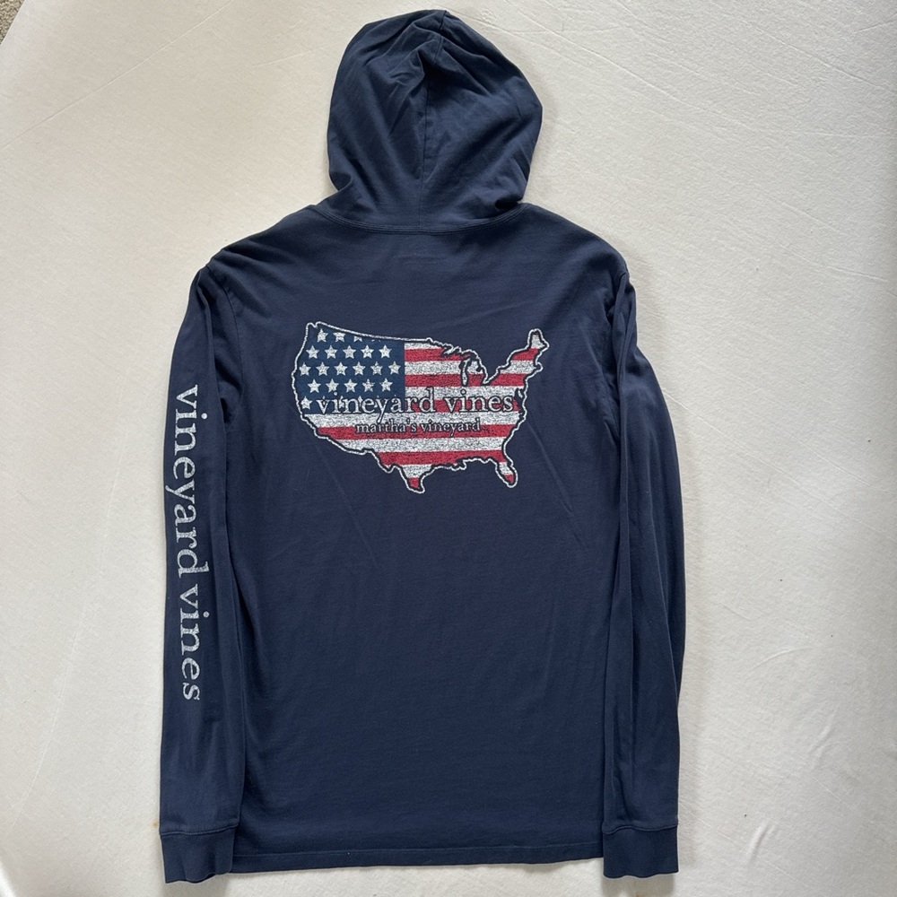 Vineyard Vines Dark Blue Hoodie with American Map Design
